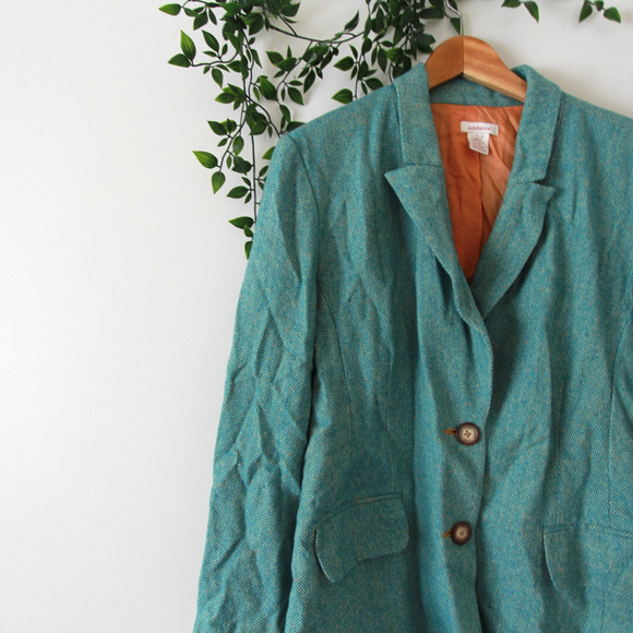 Sundance Women's Green Lined Wool Blend Blazer Style Jacket Size Large - Picture 2 of 4